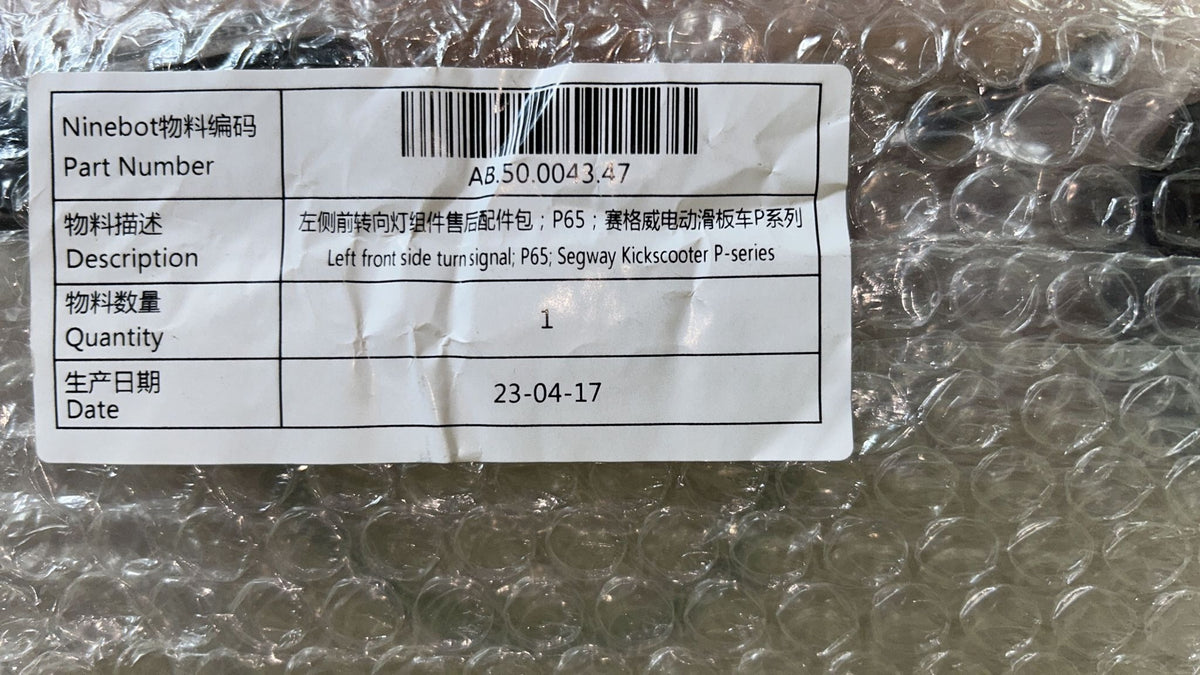 Left front side turn signal for Ninebot Segway Kick Scooter Model P