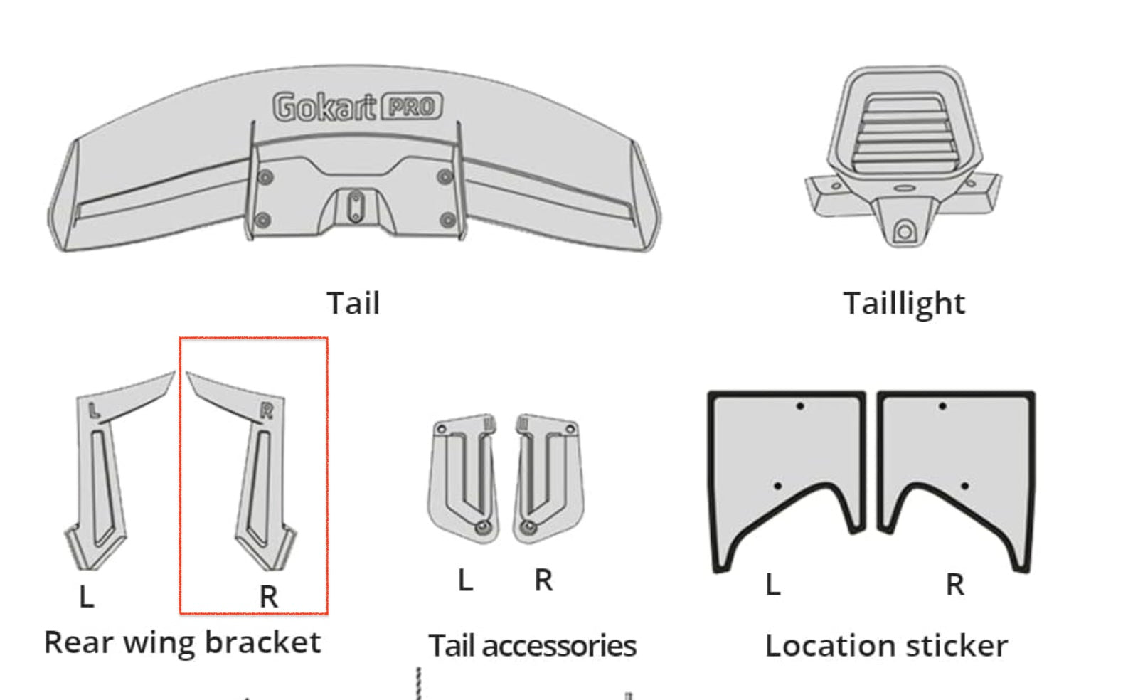 Tail right support rod for Gokart Pro - M4M