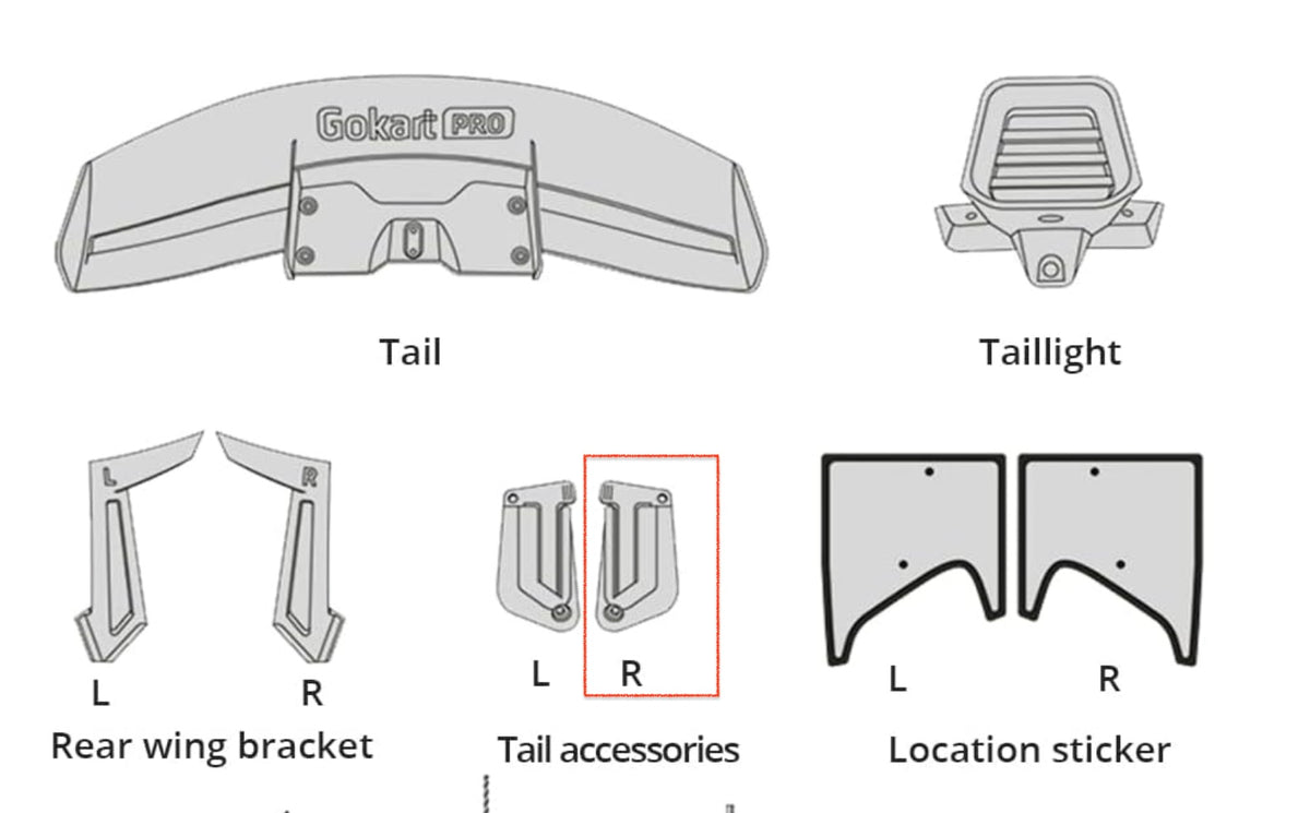 Tail wing fixed seat accessory kit for Gokart Pro (Right)