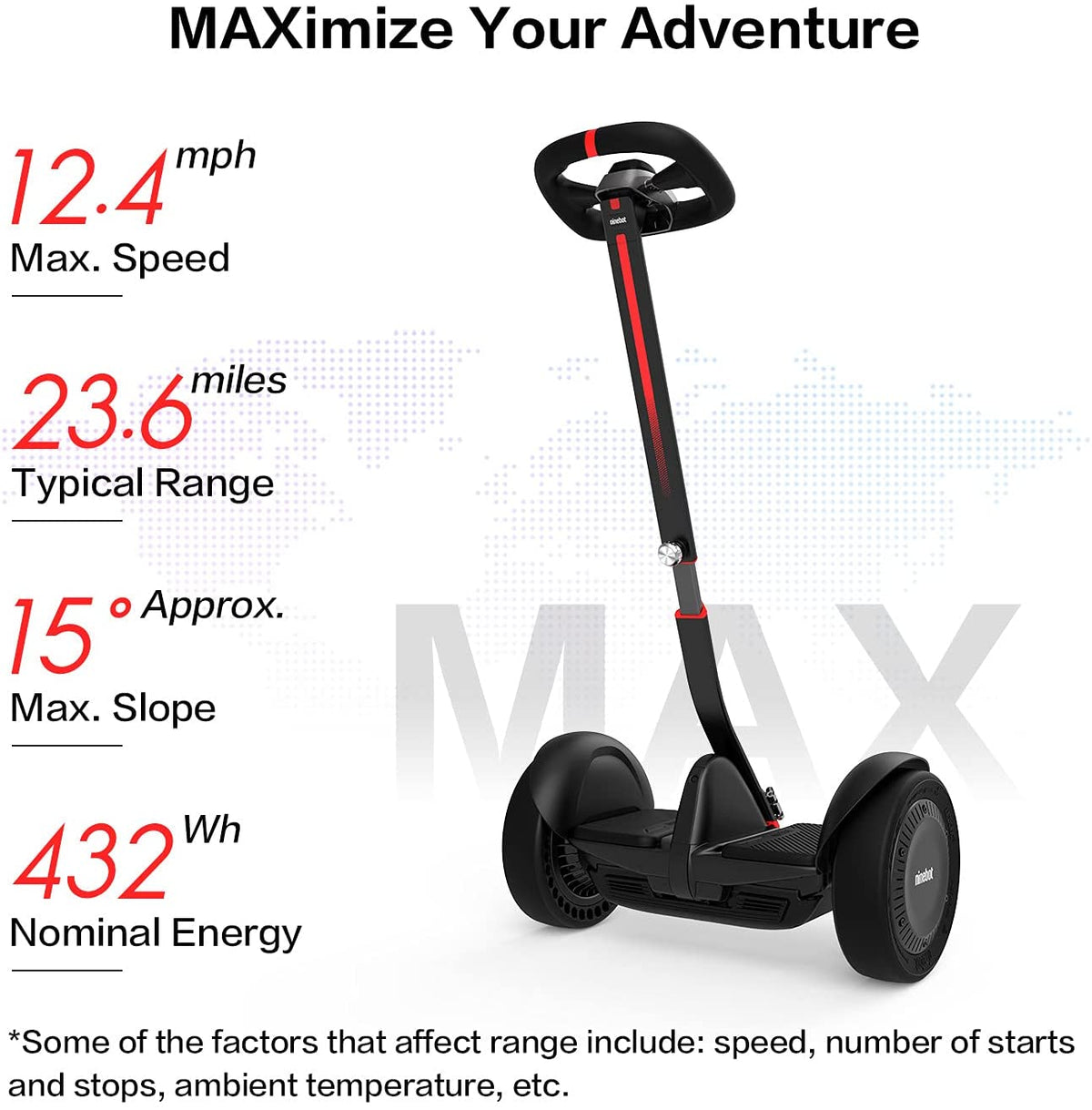 Segway Ninebot S And S-Max Smart Self-Balancing Electric Scooter With LED Light, Powerful And Portable, Compatible With Gokart Kit
